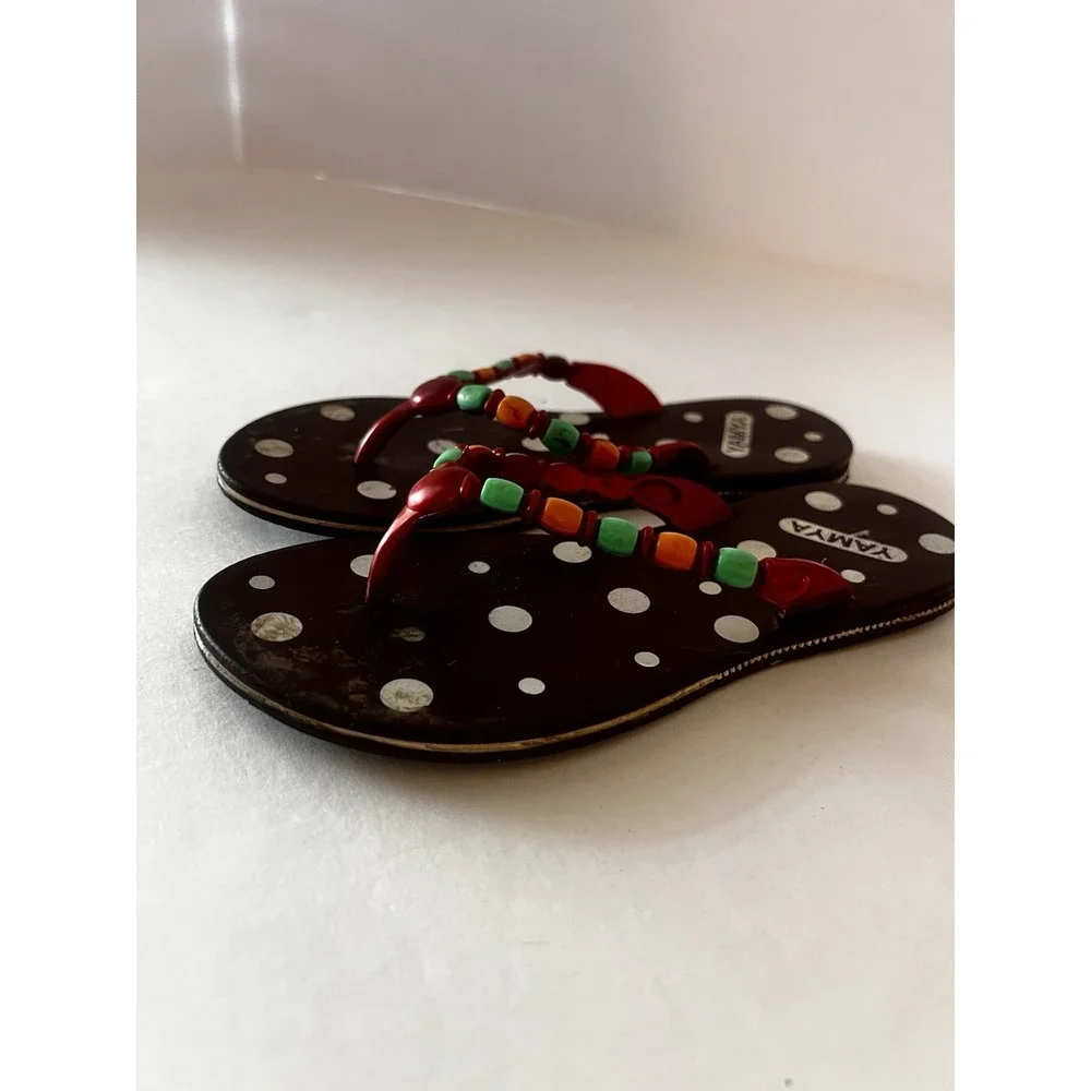 AFRICAN Beaded Big Girls Size 3 Shoes Sandals Strappy Novelty Resort Beach